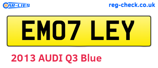 EM07LEY are the vehicle registration plates.