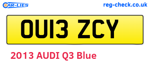 OU13ZCY are the vehicle registration plates.