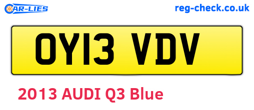 OY13VDV are the vehicle registration plates.