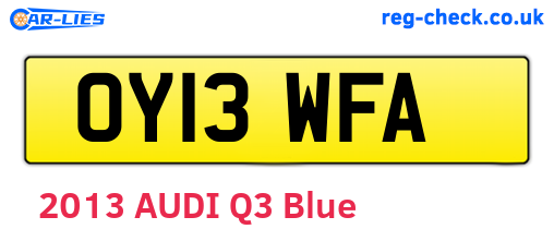 OY13WFA are the vehicle registration plates.
