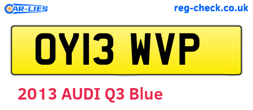 OY13WVP are the vehicle registration plates.