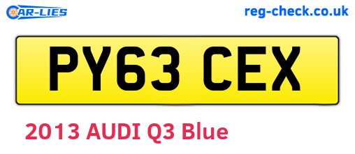 PY63CEX are the vehicle registration plates.