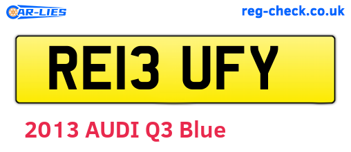 RE13UFY are the vehicle registration plates.
