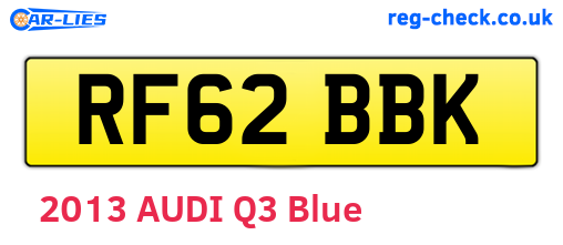 RF62BBK are the vehicle registration plates.