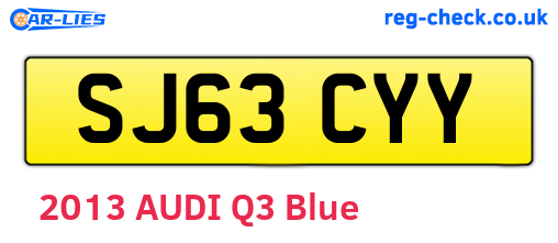 SJ63CYY are the vehicle registration plates.