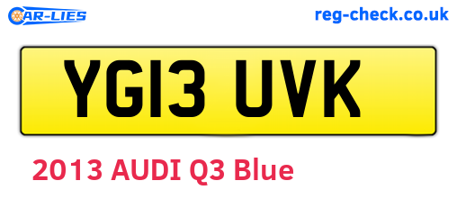 YG13UVK are the vehicle registration plates.