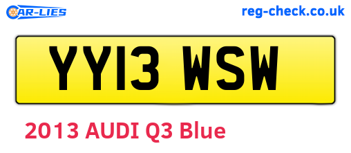 YY13WSW are the vehicle registration plates.