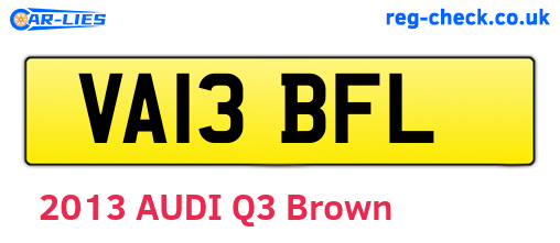 VA13BFL are the vehicle registration plates.