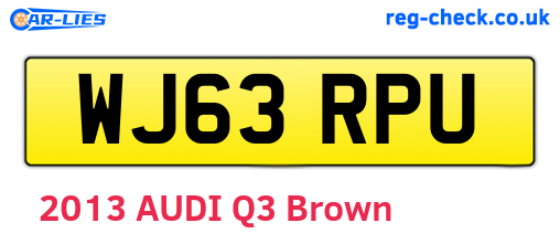 WJ63RPU are the vehicle registration plates.
