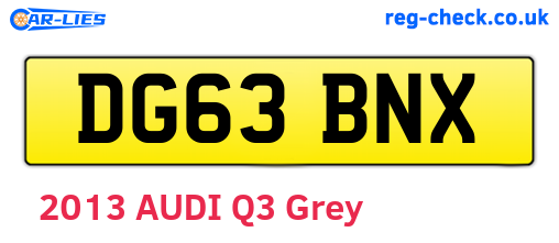 DG63BNX are the vehicle registration plates.