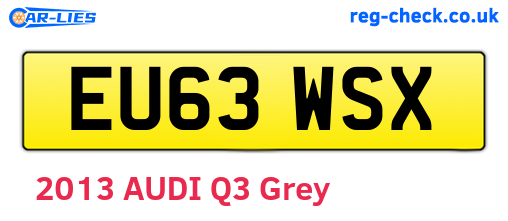 EU63WSX are the vehicle registration plates.