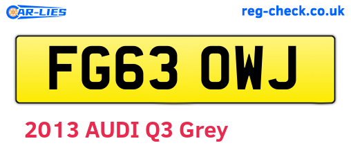 FG63OWJ are the vehicle registration plates.