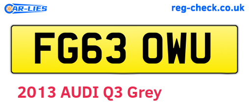 FG63OWU are the vehicle registration plates.