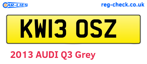 KW13OSZ are the vehicle registration plates.
