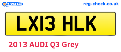 LX13HLK are the vehicle registration plates.