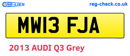 MW13FJA are the vehicle registration plates.