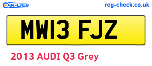 MW13FJZ are the vehicle registration plates.