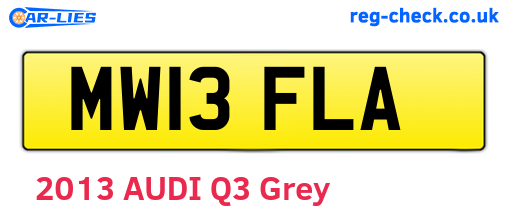 MW13FLA are the vehicle registration plates.