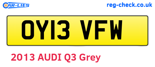 OY13VFW are the vehicle registration plates.