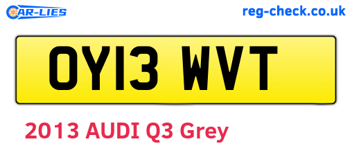 OY13WVT are the vehicle registration plates.