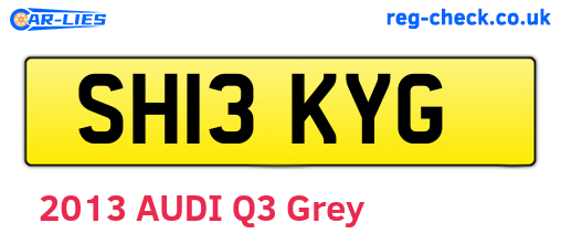 SH13KYG are the vehicle registration plates.