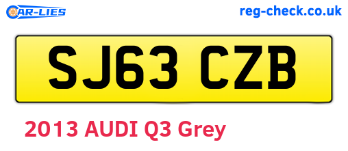 SJ63CZB are the vehicle registration plates.