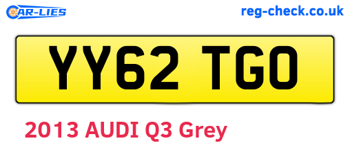 YY62TGO are the vehicle registration plates.