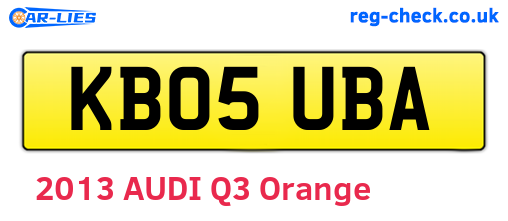KB05UBA are the vehicle registration plates.