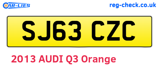SJ63CZC are the vehicle registration plates.