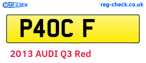 P4OCF are the vehicle registration plates.