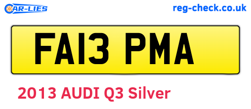 FA13PMA are the vehicle registration plates.