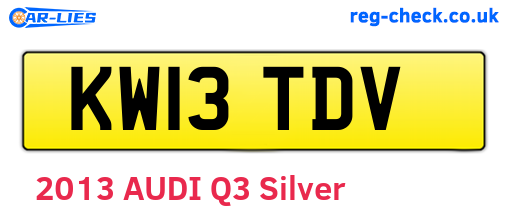 KW13TDV are the vehicle registration plates.