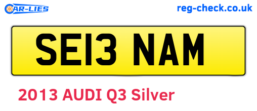 SE13NAM are the vehicle registration plates.