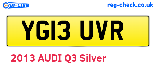 YG13UVR are the vehicle registration plates.