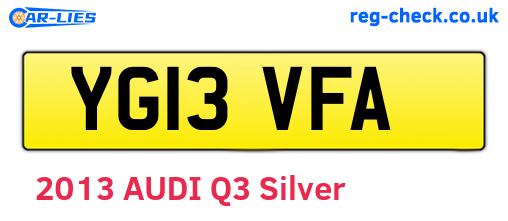 YG13VFA are the vehicle registration plates.