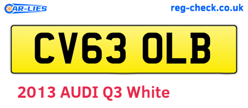 CV63OLB are the vehicle registration plates.
