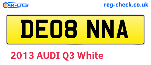 DE08NNA are the vehicle registration plates.
