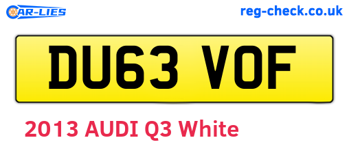 DU63VOF are the vehicle registration plates.