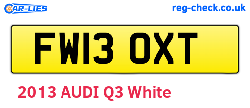 FW13OXT are the vehicle registration plates.