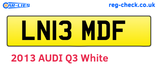 LN13MDF are the vehicle registration plates.