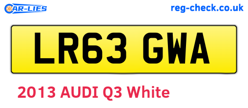 LR63GWA are the vehicle registration plates.