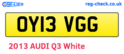 OY13VGG are the vehicle registration plates.