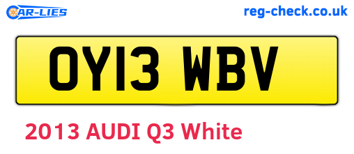OY13WBV are the vehicle registration plates.