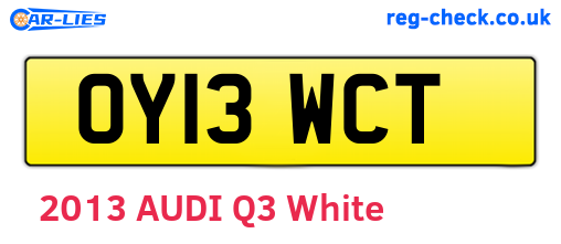 OY13WCT are the vehicle registration plates.