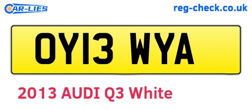 OY13WYA are the vehicle registration plates.