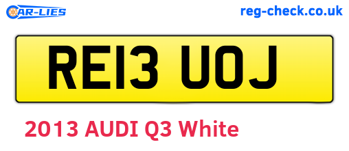 RE13UOJ are the vehicle registration plates.