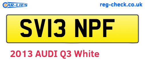 SV13NPF are the vehicle registration plates.