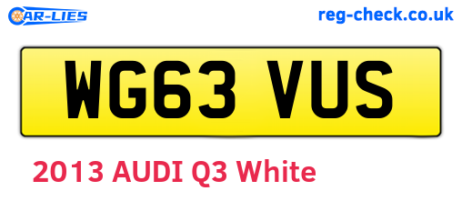 WG63VUS are the vehicle registration plates.