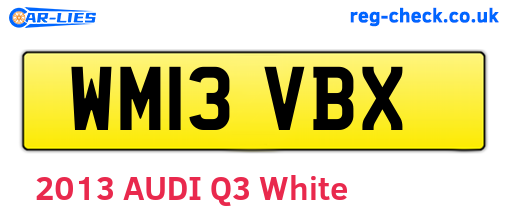 WM13VBX are the vehicle registration plates.