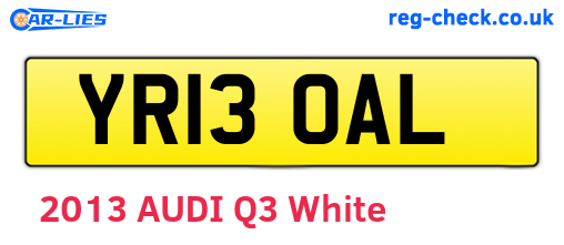 YR13OAL are the vehicle registration plates.
